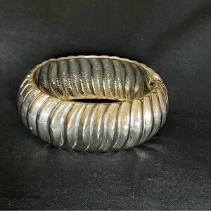 Chunky Silver Tone Clamper Bracelet